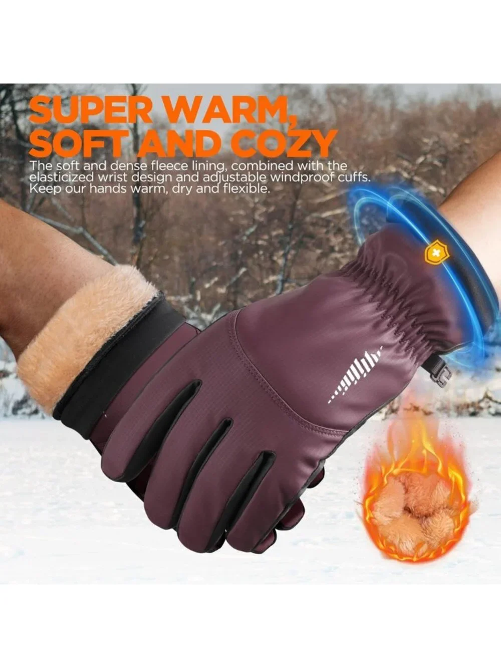 Winter Waterproof Thermal Gloves for Men & Women - Touchscreen, Windproof, Cold